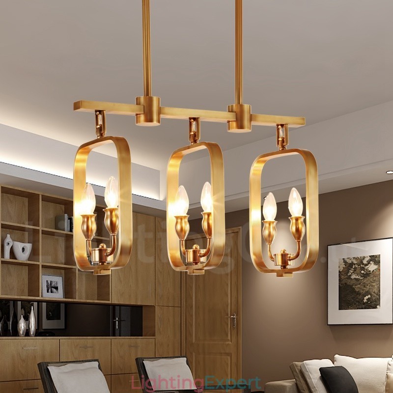 6 Light Retro Rustic Luxury Brass Pendant Lamp Chandelier