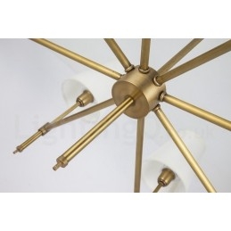 6 Light Retro Rustic Luxury Brass Pendant Lamp Chandelier with Fabric Shade