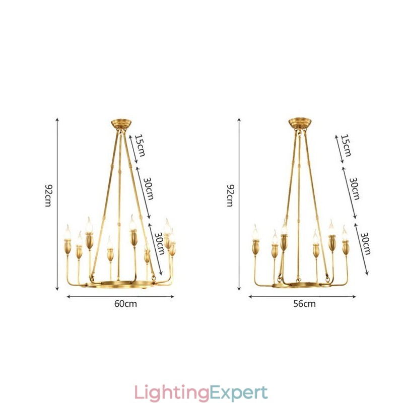6 Light 8 Light Retro Rustic Luxury Brass Pendant Lamp Chandelier
