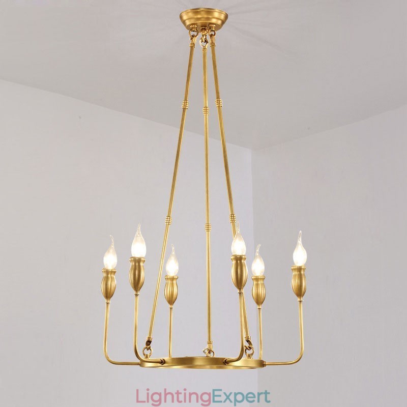 6 Light 8 Light Retro Rustic Luxury Brass Pendant Lamp Chandelier