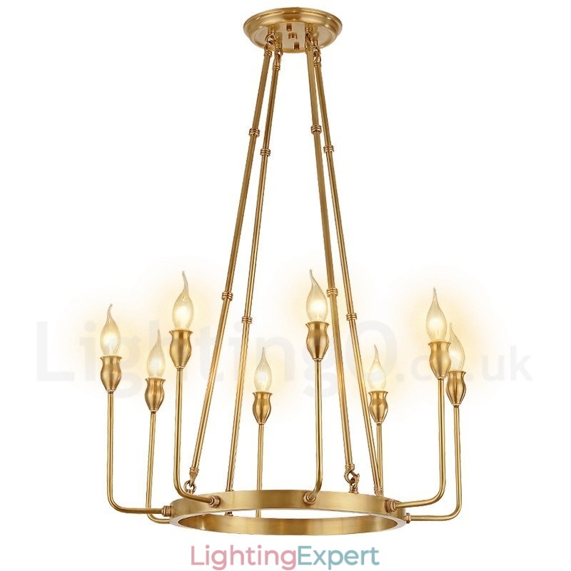 6 Light 8 Light Retro Rustic Luxury Brass Pendant Lamp Chandelier