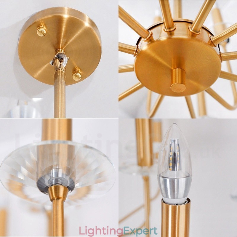 12 Light Retro Rustic Luxury Brass Pendant Lamp Chandelier