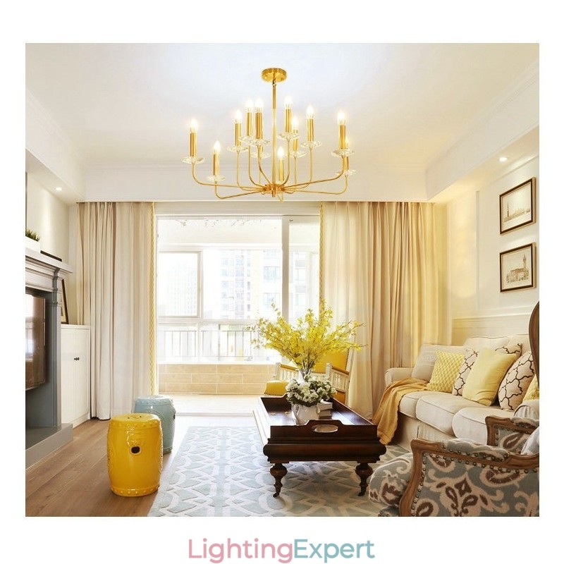 12 Light Retro Rustic Luxury Brass Pendant Lamp Chandelier