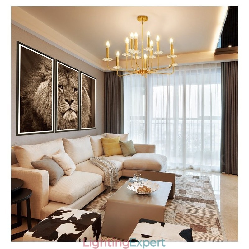 12 Light Retro Rustic Luxury Brass Pendant Lamp Chandelier
