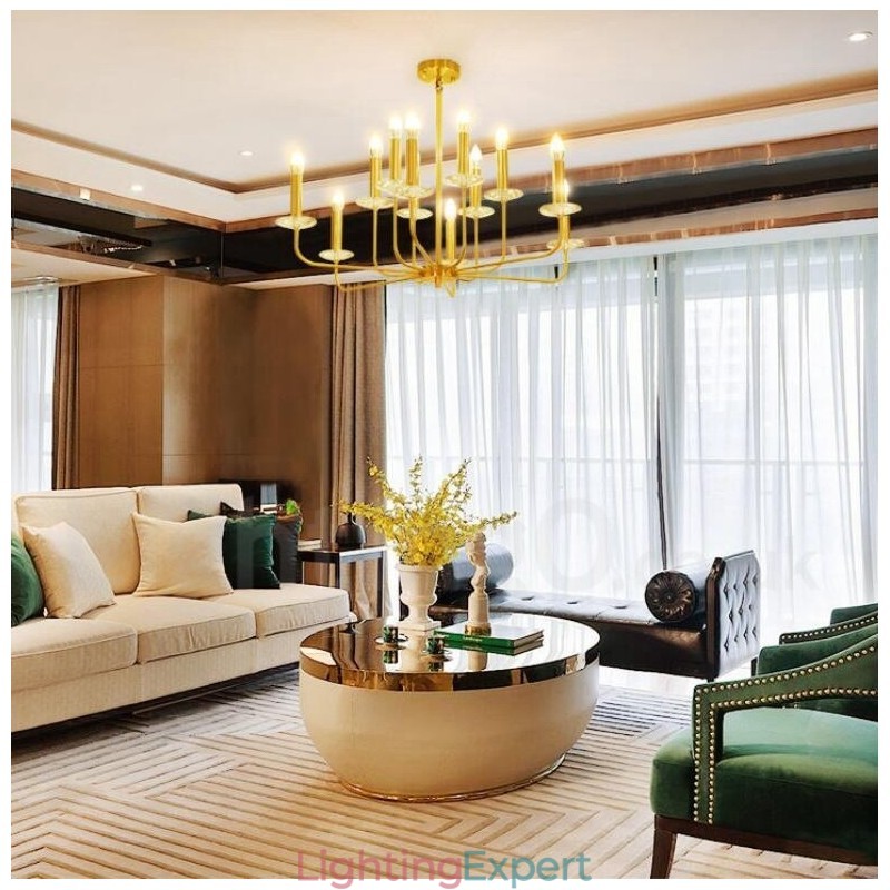 12 Light Retro Rustic Luxury Brass Pendant Lamp Chandelier