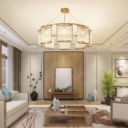 8 Light Retro Rustic Luxury Brass Pendant Lamp Chandelier with Glass Shade