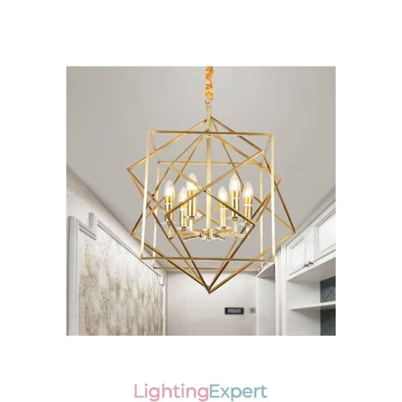 6 Light Retro Rustic Luxury Brass Pendant Lamp Chandelier
