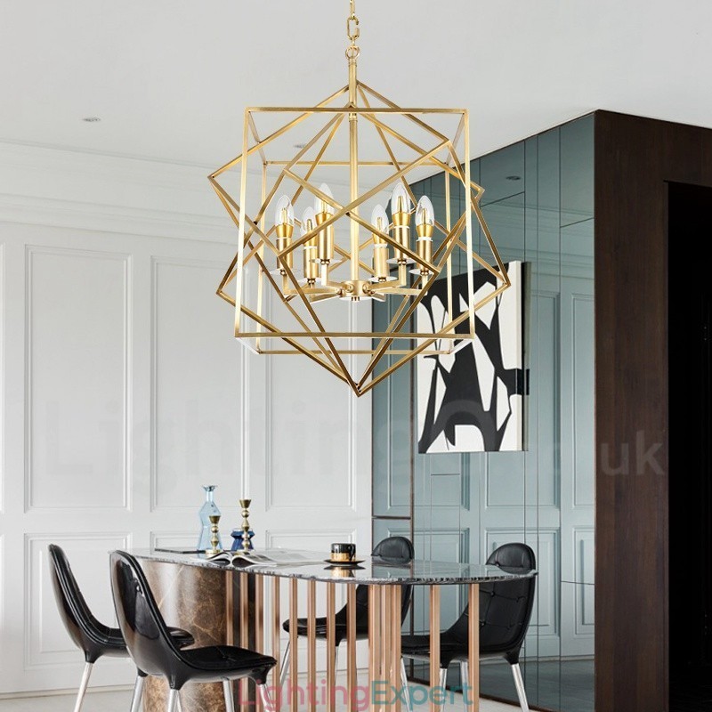 6 Light Retro Rustic Luxury Brass Pendant Lamp Chandelier