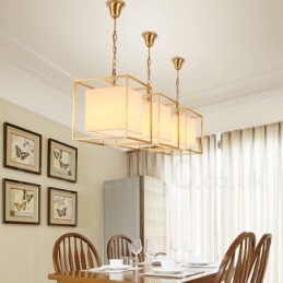 1 Light Retro Rustic Luxury Brass Pendant Lamp Chandelier with Fabric Shade