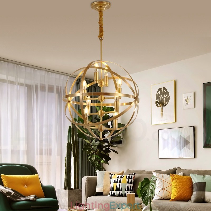 8 Light Retro Rustic Luxury Brass Pendant Lamp Chandelier