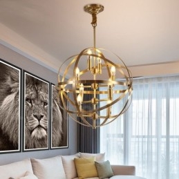 8 Light Retro Rustic Luxury Brass Pendant Lamp Chandelier