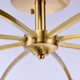 8 Light Retro Rustic Luxury Brass Pendant Lamp Chandelier with Glass Shade