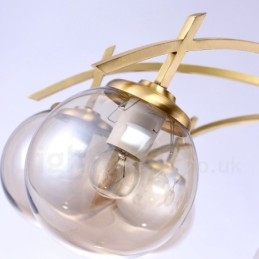 8 Light Retro Rustic Luxury Brass Pendant Lamp Chandelier with Glass Shade