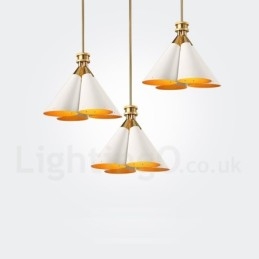 4 Light Retro Rustic Luxury Aluminum alloy Pendant Lamp Chandelier with Aluminum alloy Shade