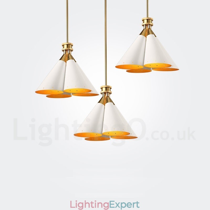 4 Light Retro Rustic Luxury Aluminum alloy Pendant Lamp Chandelier with Aluminum alloy Shade