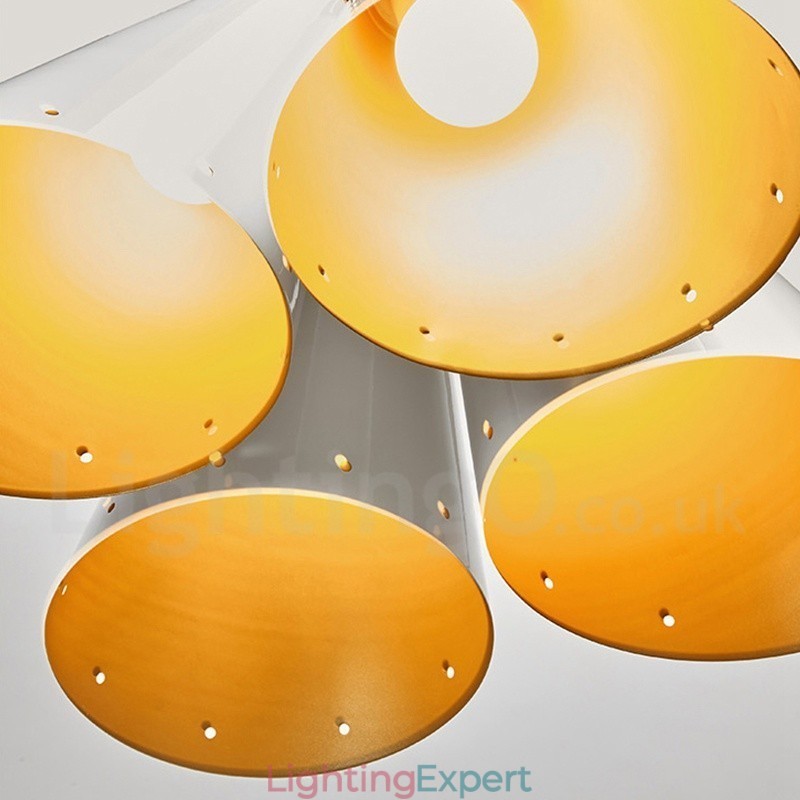 4 Light Retro Rustic Luxury Aluminum alloy Pendant Lamp Chandelier with Aluminum alloy Shade