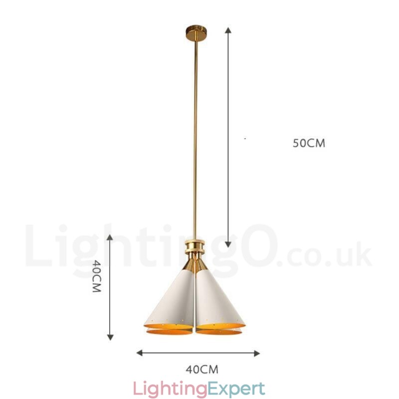 4 Light Retro Rustic Luxury Aluminum alloy Pendant Lamp Chandelier with Aluminum alloy Shade