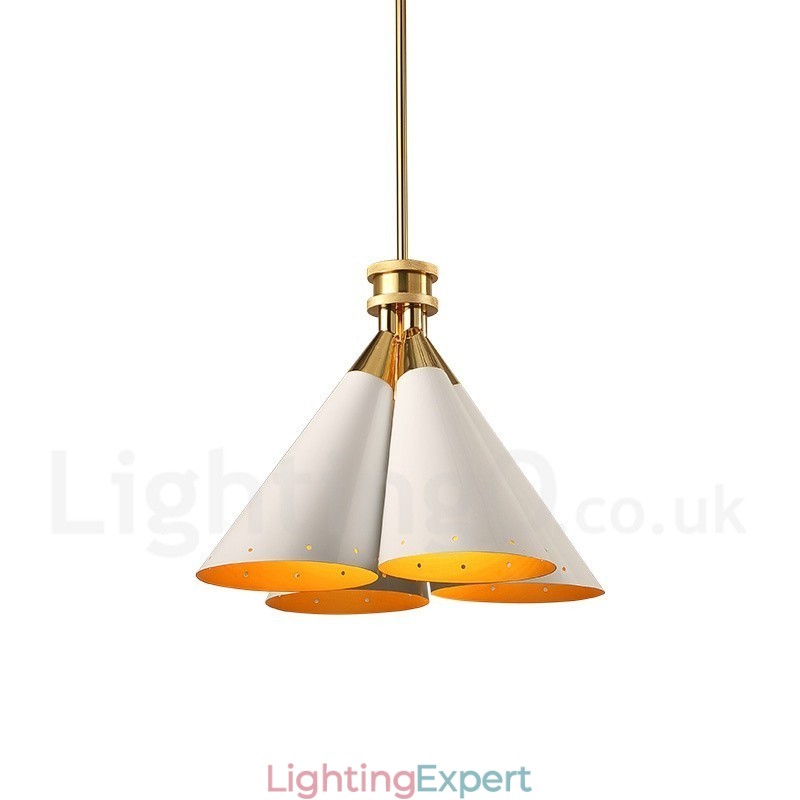 4 Light Retro Rustic Luxury Aluminum alloy Pendant Lamp Chandelier with Aluminum alloy Shade