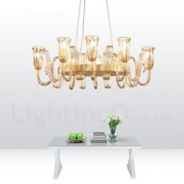 8 Light Retro Rustic Luxury Aluminum alloy Pendant Lamp Chandelier with Glass Shade