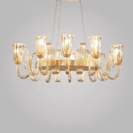 8 Light Retro Rustic Luxury Aluminum alloy Pendant Lamp Chandelier with Glass Shade