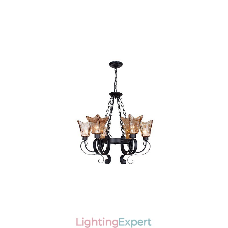 Chandelier 6 Lights Glass Traditional Classic Vintage