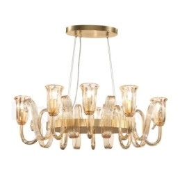 8 Light Retro Rustic Luxury Aluminum alloy Pendant Lamp Chandelier with Glass Shade
