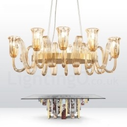 8 Light Retro Rustic Luxury Aluminum alloy Pendant Lamp Chandelier with Glass Shade