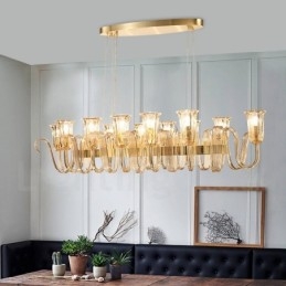 12 Light Retro Rustic Luxury Aluminum alloy Pendant Lamp Chandelier with Glass Shade