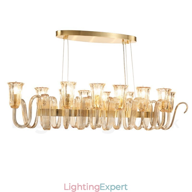 12 Light Retro Rustic Luxury Aluminum alloy Pendant Lamp Chandelier with Glass Shade