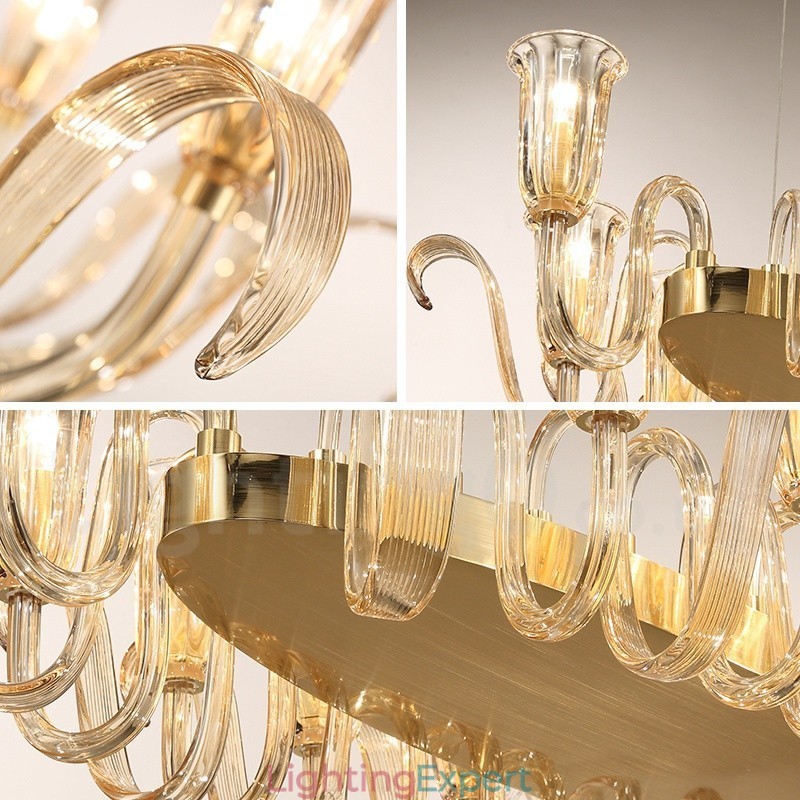 12 Light Retro Rustic Luxury Aluminum alloy Pendant Lamp Chandelier with Glass Shade