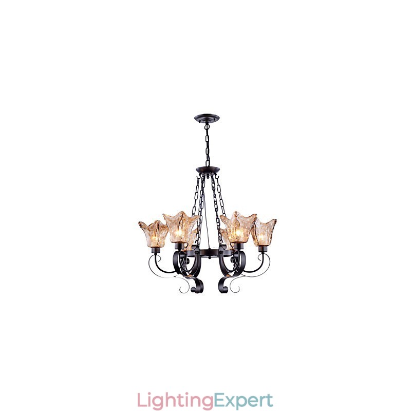 Chandelier 6 Lights Glass Traditional Classic Vintage