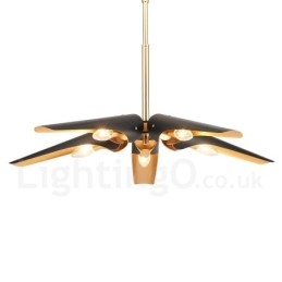 5 Light Retro Rustic Luxury Aluminum alloy Pendant Lamp Chandelier with Aluminum alloy Shade