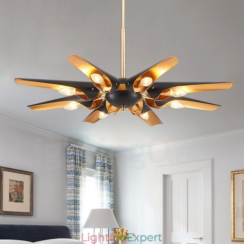 8 Light Retro Rustic Luxury Aluminum alloy Pendant Lamp Chandelier with Aluminum alloy Shade