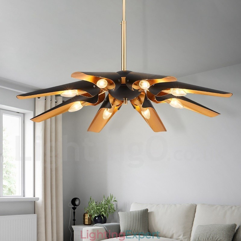 8 Light Retro Rustic Luxury Aluminum alloy Pendant Lamp Chandelier with Aluminum alloy Shade