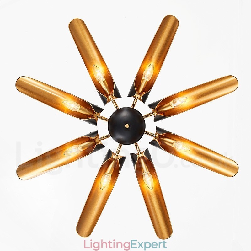 8 Light Retro Rustic Luxury Aluminum alloy Pendant Lamp Chandelier with Aluminum alloy Shade
