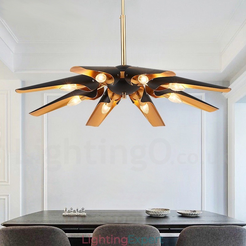 8 Light Retro Rustic Luxury Aluminum alloy Pendant Lamp Chandelier with Aluminum alloy Shade