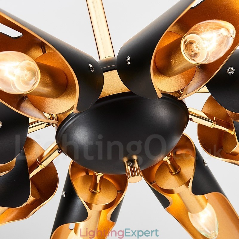 8 Light Retro Rustic Luxury Aluminum alloy Pendant Lamp Chandelier with Aluminum alloy Shade
