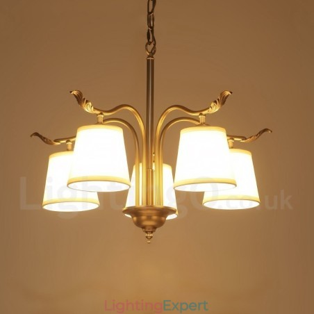 5 Light Retro Rustic Luxury Brass Pendant Lamp Chandelier with Fabric Shade 5 Light Retro Rustic Luxury Brass Pendant Lamp Chandelier with Fabric Shade