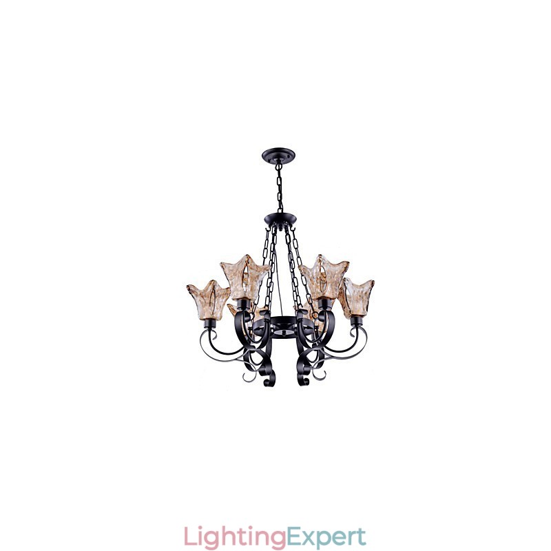 Chandelier 6 Lights Glass Traditional Classic Vintage