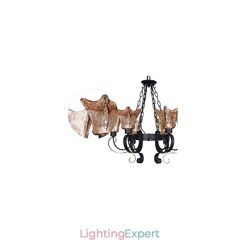 Chandelier 6 Lights Glass Traditional Classic Vintage