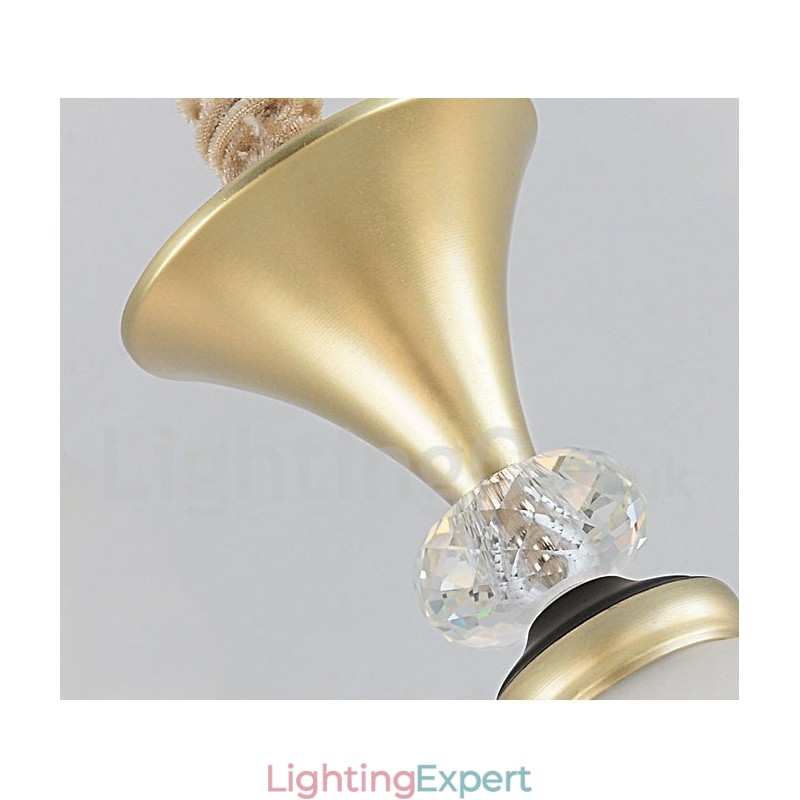 3 Light Retro Rustic Luxury Crystal Pendant Lamp Chandelier with Glass Shade