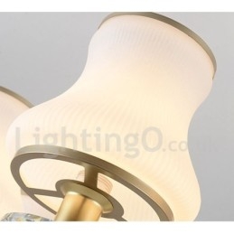 3 Light Retro Rustic Luxury Crystal Pendant Lamp Chandelier with Glass Shade