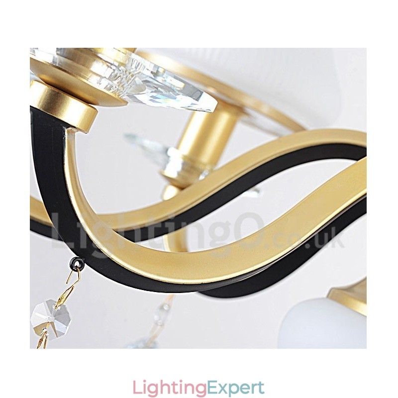 3 Light Retro Rustic Luxury Crystal Pendant Lamp Chandelier with Glass Shade