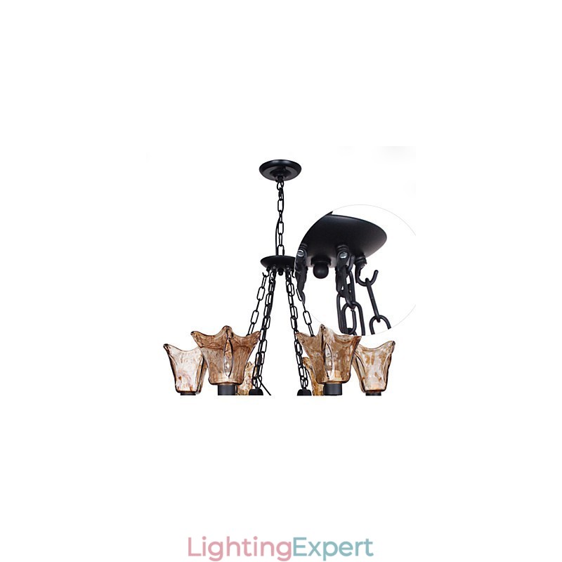 Chandelier 6 Lights Glass Traditional Classic Vintage