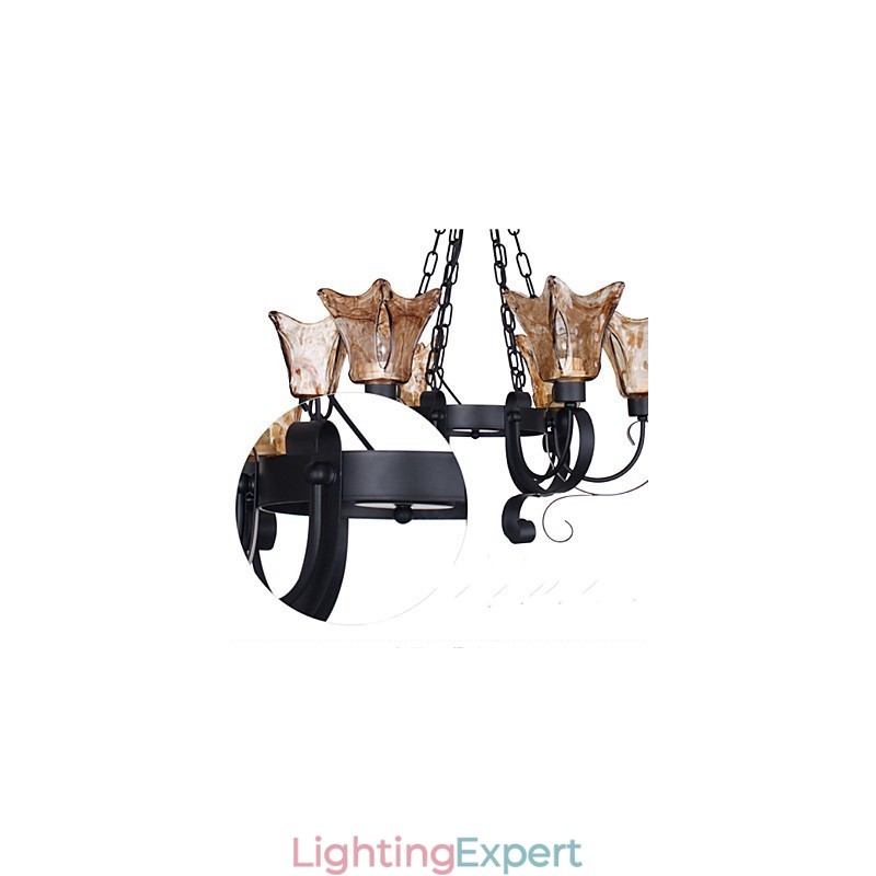 Chandelier 6 Lights Glass Traditional Classic Vintage