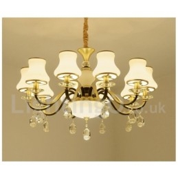 Retro Rustic Luxury Crystal Pendant Lamp Chandelier with Glass Shade