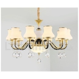 Retro Rustic Luxury Crystal Pendant Lamp Chandelier with Glass Shade
