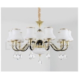 Retro Rustic Luxury Crystal Pendant Lamp Chandelier with Glass Shade