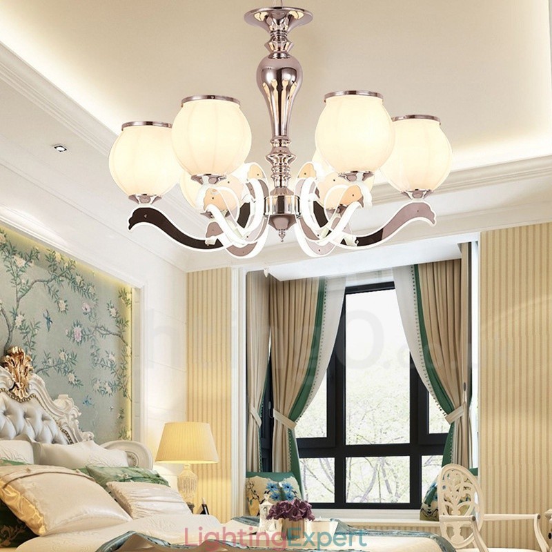 6 Light Modern Contemporary Luxury Pendant Lamp Chandelier with Glass Shade