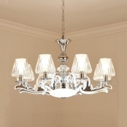 Retro Rustic Luxury Crystal Pendant Lamp Chandelier with Glass Shade